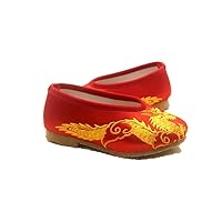Boy's Embroidery Loafer Shoes Kid's Cute Flat Shoe Red