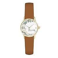 STC - Fashion Watch - Plain Brown Flower Print Bracelet, Multicolored, One Size, strap