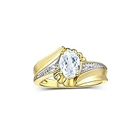 Rylos Swirl Z Ring with 7X5MM Oval Gemstone & Diamond Accent – Elegant Birthstone Jewelry for Women in Yellow Gold Plated Silver – Available in Sizes 5-10