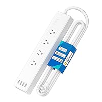 Smart Plug Power Strip, WiFi Flat Outlet 15A Compatible with Apple HomeKit, Siri, Alexa, Google Assistant & SmartThings, with 4 AC Outlets & 4 USB Ports, 6 Feet Surge Protector Extender