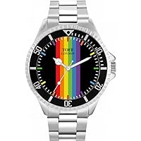 Pride Linear Rainbow Batons Mens Wrist Watch 42mm Case Custom Design