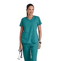 BARCO Grey's Anatomy Scrubs - Aubrey Scrub Top for Women, V-Neck, Shirring Back Super-Soft Women's Scrub Top
