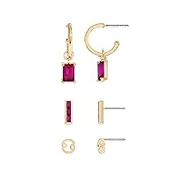 Amazon Essentials Yellow Gold Plated Brass Birthstone Stud and Hoop Set Earrings