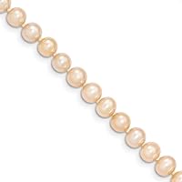 14k Yellow Gold Spring Ring 5 6mm Egg Pink Freshwater Cultured Pearl Necklace 12 Inch Jewelry Gifts for Women