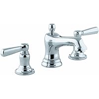 KOHLER 10577-4-CP Bancroft Widespread Bathroom Sink Faucet, Three-Hole Two Handle Bathroom Faucet, 1.2 GPM, Polished Chrome