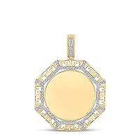 The Diamond Deal 10kt Yellow Gold Mens Round Diamond Picture Memory Octagon Charm Pendant 1/4 Cttw