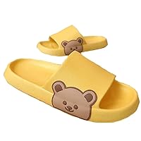 Summer Women Slippers Beach Slides Cartoon Bear Flip Flops, Thick Sole Indoor Bathroom Anti-Slip Shoes, Couple Sandals