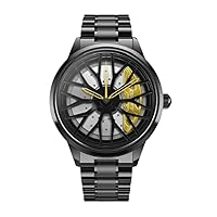 DriftElement Nitro Men's Rim Watch - M3 Sports Car Men's Watch in 3D Design of Y-Spoke Performance Rim Made of Stainless Steel - Custom Designer Watch with Mineral Glass - Quartz Watch