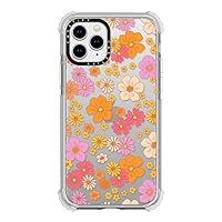 CASETiFY Ultra Impact iPhone 11 Pro Case [9.8ft Drop Protection] - Retro Boho Hippie Flowers (60s / 70s Floral Pattern on Clear Background) - Clear
