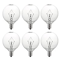 25 Watt Wax Warmer Bulbs,Light Bulbs for Full Size Scentsy Warmer & Candle Lamp,120 V/E12 Type G Bulb,Dimmable, Warm White,6 Packs