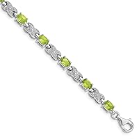 925 Sterling Silver Textured Polished Fancy Lobster Closure Peridot Bracelet Measures 5mm Wide Jewelry Gifts for Women