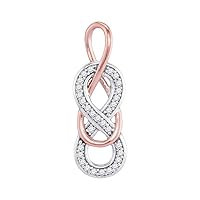 The Diamond Deal 10kt White Gold Womens Round Diamond Double Linked Rose-tone Infinity Pendant 1/10 Cttw