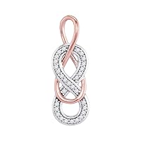 10kt White Gold Womens Round Diamond Double Linked Rose-tone Infinity Pendant 1/10 Cttw