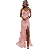Mermaid Prom Dress 2024 Sequined Evening Gown Summer Dresses for Women 2024 with Side Slit