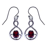 Handmade Fashion Drop Dangle 925 Sterling Silver Natural Mozambique Garnet Gemstone Earring for Women Unique Designer Modern Earring Jewelry January Birth Stone