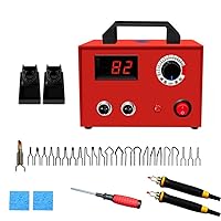 Huanyu Pyrography Tools Kit Dual Pen 100W Wood Burning Machine with Digital Indicating Temperature Adjustment Multifunction Wood Craft Tool for Soldering Carving Embossing (110V, Package 1)