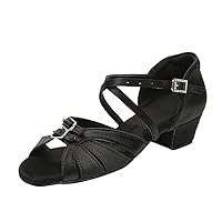TINRYMX Girls Latin Dance Shoes Low Heel Practice Ballroom Sandal for Kids,Model D28