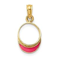 14k Gold Fuschia Beach Bum Sun Visor Charm Pendant Necklace Measures 17.6x9.2mm Wide 3.25mm Thick Jewelry for Women