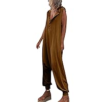 SNKSDGM Womens Jumpsuit Dressy Summer Casual Sleeveless V Neck Plus Size Wide Leg Long Pants Rompers Overall Playsuit