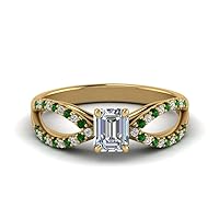 Choose Your Gemstone 1 Carat Reverse Split Shank Ring yellow gold plated Emerald Shape Side Stone Engagement Rings Minimal Modern Design Birthday Gift Wedding Gift US Size 4 to 12