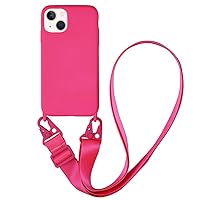 Compatible with iPhone 13 mini,Crossbody Phone Case with Lanyard Cute Soft Silicone Case with Adjustable Shoulder Strap Shockproof Protector Compatible with Women Girls Rose Red