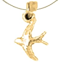 14K Yellow Gold Swallow Bird Pendant with 18