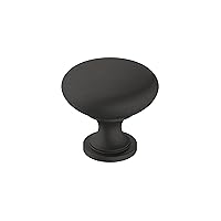 Cabinet Knob | Matte Black | 1-1/4 inch (32 mm) Diameter | Era | 1 Pack | Drawer Knob | Cabinet Hardware