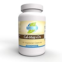 Priority One Vitamins Cal Mag + D2 90 Vegetarian Capsules - Vegan & Vegetarian Friendly Calcium Magnesium Supplementation for Strong Bones