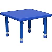 Flash Furniture Wren 24'' Square Blue Plastic Height Adjustable Activity Table