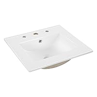 JONATHAN Y SNK1000A Ancillary 3-Hole 20 in. W x 18.25 in. D Classic Contemporary Rectangular Ceramic Single Sink Basin Vanity Top, White