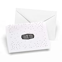 50-Count Foil Polka Dot Thank You Note Cards, Silver