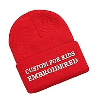 TopTie Custom Embroidery Beanie Hat Toddler Kids Cuffed Knit Winter Knitted Skull Hats for Baby Girls Boys