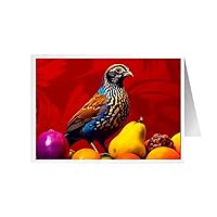 ARA STEP Unique All Occasions Birds Pop Art Greeting Cards Assortment Vintage Aesthetic Notecards 6 (Set of 4 SIZE 148.5 x 210 mm / 5.8 x 8.3 inches) (Quail Bird 3)