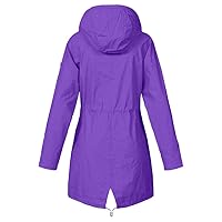 SNKSDGM Women Lightweight Waterproof Rain Jacket Hooded Hiking Travel Outdoor Raincoat Plus Size Windbreaker Trench Coat