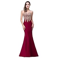 Summer Dresses for Women 2022 Embroidery Appliques Mesh Panel Prom Dress (Color : Burgundy, Size : Small)