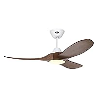Energy Saving Ceiling Fan Eco Genuino-L White / Walnut 122 cm with LED Lighting and Remote Control