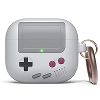 elago AW5 Compatible with AirPods 3rd Generation Case (2021), Classic Handheld Game Console Design Case Compatible with Apple AirPods 3, Carabiner Included [Light Grey]