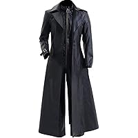 Mens Albert Wesker Costume Resident 5 Gothic Gaming Cosplay Black Duster Full Length Leather Trench Coat