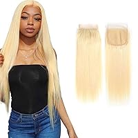Soft Remy Blonde Human Hair Transparent Lace Closure 5X5 20 Inch Bleached Knots 613 Brazilian Hair Straight Closures Pre Plucked Hair Pieces