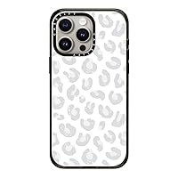 CASETiFY Impact iPhone 15 Pro Max Case [4X Military Grade Drop Tested / 8.2ft Drop Protection/Compatible with Magsafe] - Pattern Prints - Silver Gray Leopard Print - Clear Black