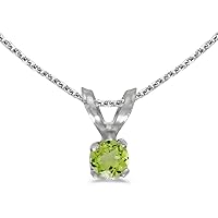 14k White Gold Round Peridot Pendant (chain NOT included)