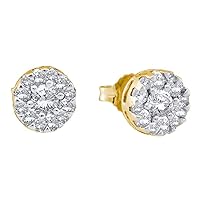 The Diamond Deal 14kt Yellow Gold Womens Round Diamond Flower Cluster Screwback Stud Earrings 1/2 Cttw