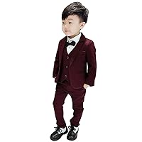 Boys' Checked Suit Three Pieces One Button Jacket Vest Pants for Wedding Banquet Christmas