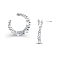 1 Cttw Diamond Semi-Circle Vintage-Style Drop Earrings in 14K White Gold With Push Backs (I-J/12-13)