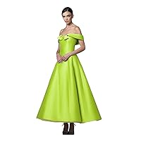 Women's Satin Off The Shoulder Prom Dresses A-line Formal Evening Gowns