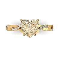 Clara Pucci 2.29 Heart Cut Twisted Solitaire W/Accent Halo Natural Brown Morganite Anniversary Promise Engagement ring 18K Yellow Gold