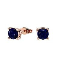 VVS Gems Certified Elegant 10K Gold Round Shape Natural Gemstone 5 MM Solitaire Stud Earrings for women, Birthstone Jewelry