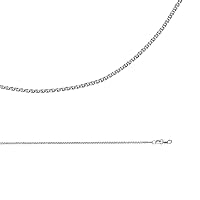 Wheat Chain Solid 14k White Gold Necklace Flat Open Link Polished Cable Fancy Thin 1.5 mm 22 inch