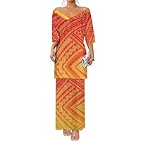 Puletasi Women Dress Polynesian Design Plus Size Dress Women's Casual V-Neck Dress