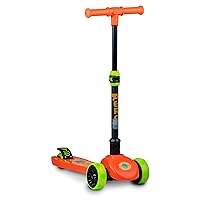 Flybar Aero 3 Wheel Kick Scooter for Kids - Kick Scooter, Step Brake, Adjustable Height & Lean to Steer - for Boys and Girls Ages 3-12 Year Old (Orange Flame LED)